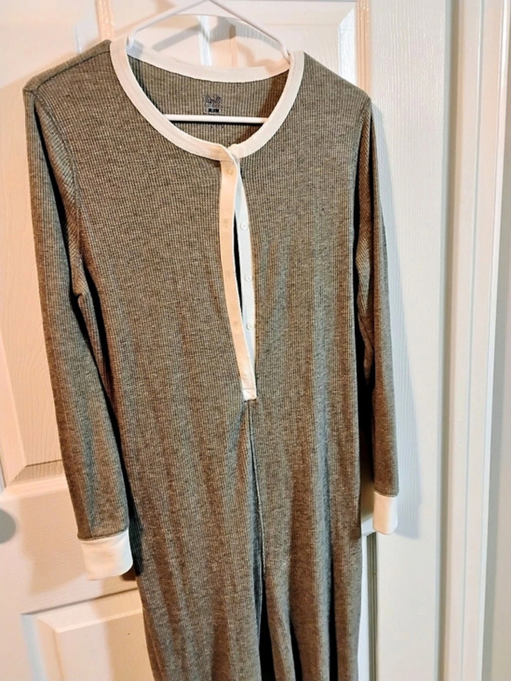 Fruit of the Loom Women's Micro Waffle Thermal Union Suit Gray & White M/L